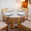 Mesa de Jantar Atlanta Redondo Vidro Off + 4 Cad Santorini- Minas Plac - 120x120cm - 2.2/RF 4