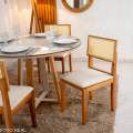 Mesa de Jantar Atlanta Redondo Vidro Off + 4 Cad Santorini- Minas Plac - 120x120cm - 2.2/RF 5
