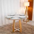 Mesa de Jantar Atlanta Tampo Redondo Vidro Off - 120x120cm - Minas Plac - 9.1/RF 2