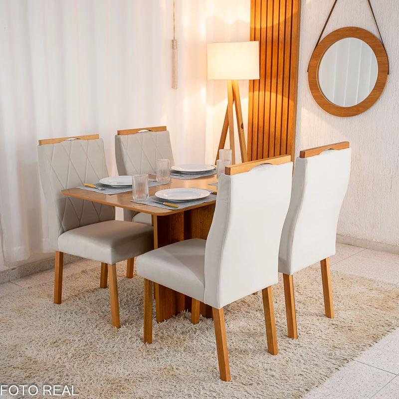 Mesa de Jantar Salina Tampo Londres 120x80 4 Cadeiras Lisboa - Art Assento - 8.5/RF