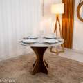 Mesa de Jantar Siena Tampo Redondo Vidro Off - 100x100cm - Minas Plac - 4.7/RF 1