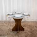 Mesa de Jantar Siena Tampo Redondo Vidro Off - 100x100cm - Minas Plac - 4.7/RF 2