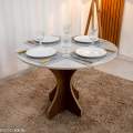 Mesa de Jantar Siena Tampo Redondo Vidro Off - 100x100cm - Minas Plac - 4.7/RF 3
