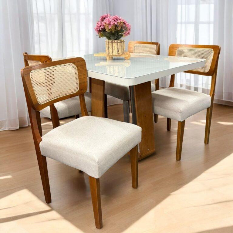 Mesa Sintonia + 4 Cadeiras Alasca - LOPAS + HR MOVELARIA - 1.20m - 1.7/TD