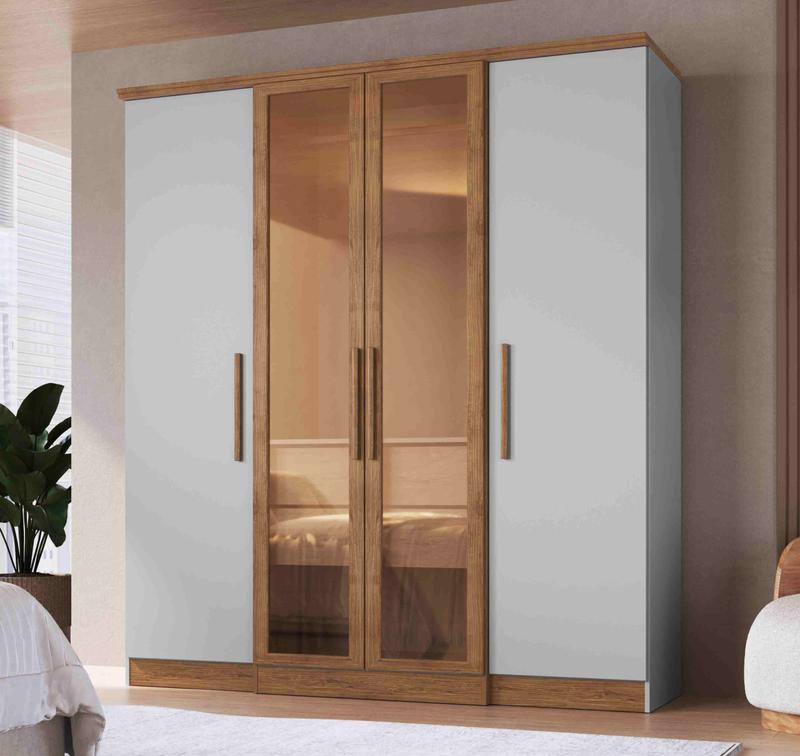 Roupeiro Genebra 4P2G 100%MDF -VIDRO REFLECTA -  1.79m -Doripel Móveis -  1.0/SR