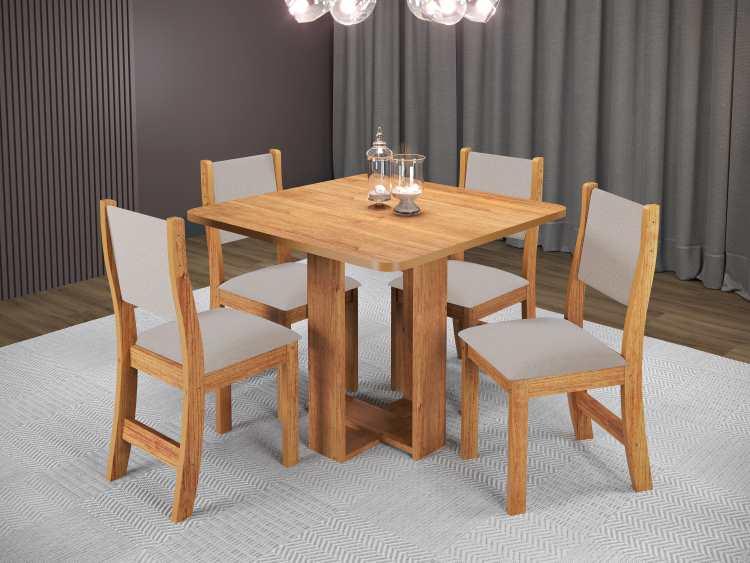 Mesa Wave/Oásis 90x90 com 4 Cadeiras Sol - Viero Móveis - 5.1/SR