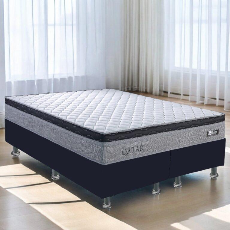 Colchão Queen Qatar D28 + Base Box Simples - DESIGN COLCHÕES/ALTO NÍVEL - 26x158x198 - 8.9/RF