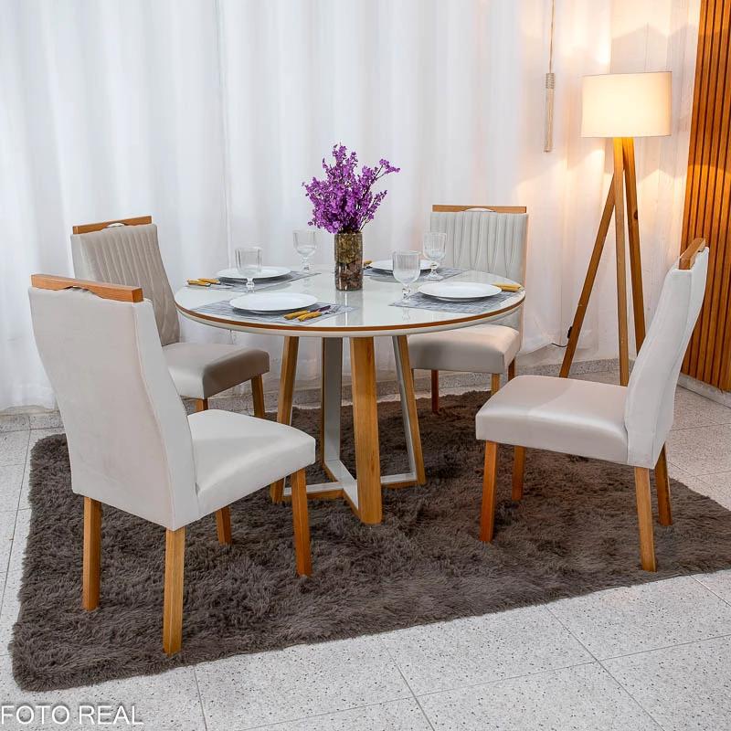 Mesa de Jantar Atlanta Redonda 120cm Diam + 4 Cad Genova - Minasplac - 1.5/RF