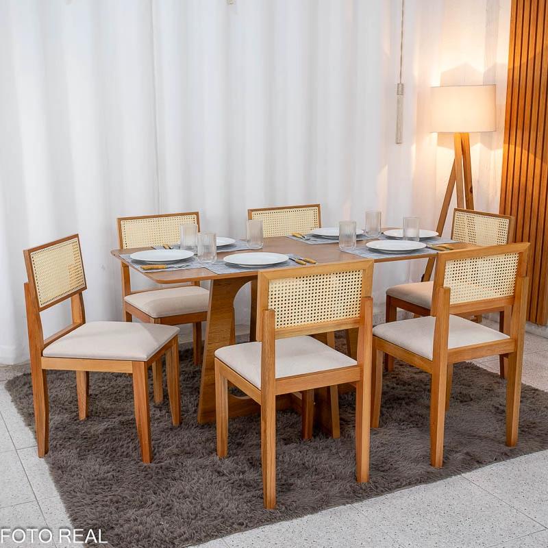 Mesa de Jantar Dubai 160x80 + 6 Cadeira Santorini de telinha - Cel Móveis - 2.3/RF