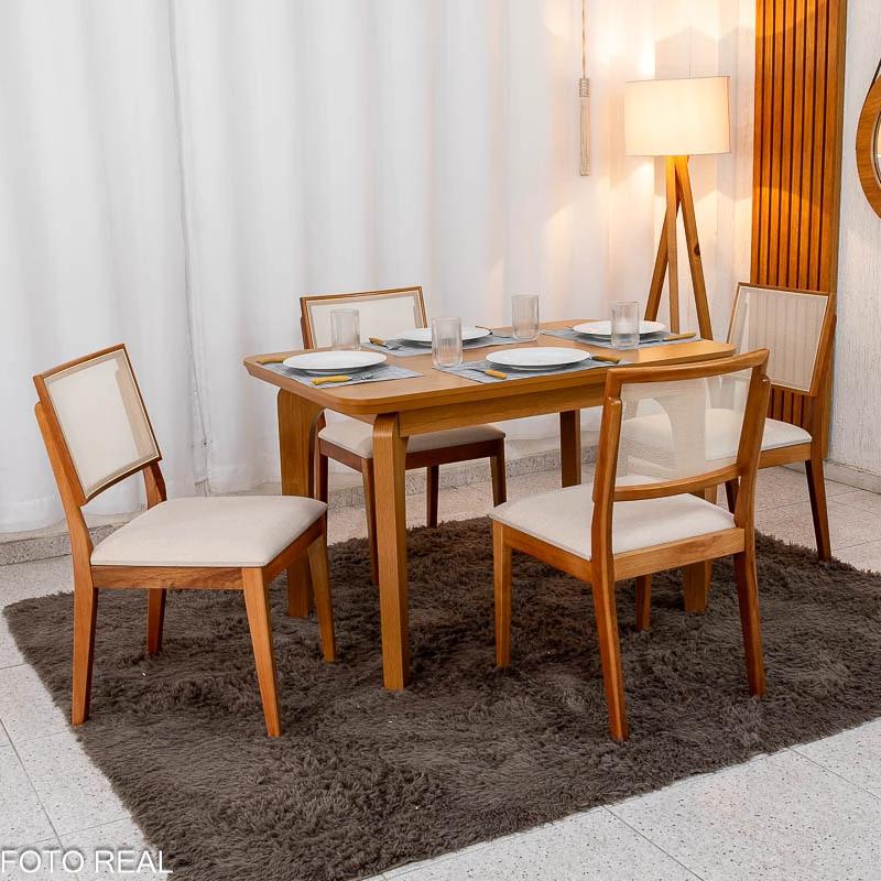 Mesa de Jantar Londrina 120x80 + 4 Cad. Dubai - Rufato/Art Assento - 1.7/RF