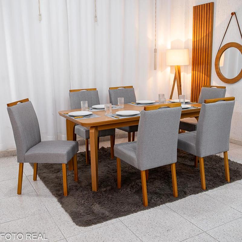 Conjunto Mesa de Jantar Londrina + 6 Cadeiras Isabela - Rufato/Art Assento - 1.80m - 1.3/RF