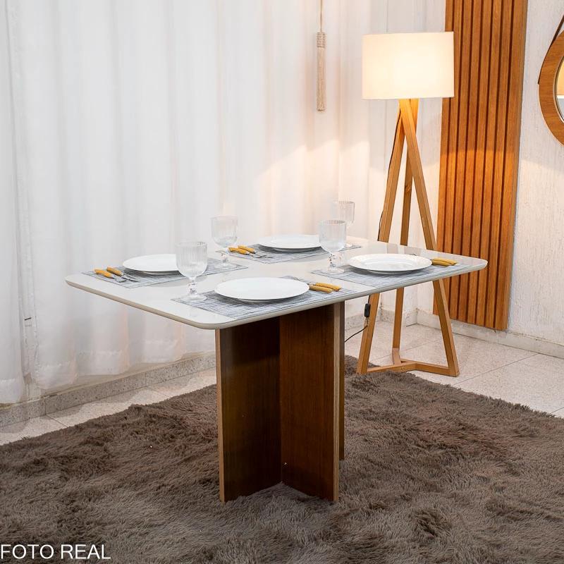 Mesa de Jantar Moscou Tampo Vidro Off 120x80 - Minas Plac - 3.6/RF