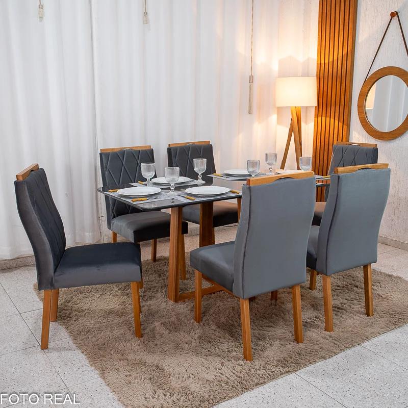 Mesa de Jantar Pedro + 6 Cadeiras Lisboa - Art Assento - 1.60m - 1.7/RF