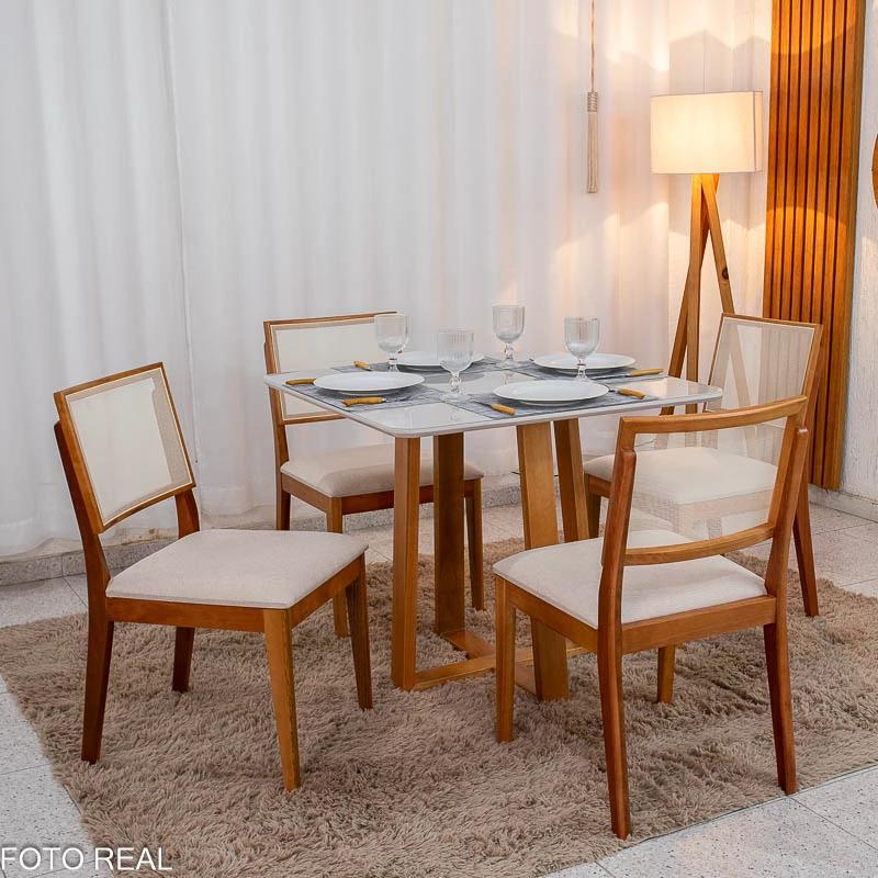 Mesa de Jantar Pedro 90x90 + 4 Cadeiras Dubai - Art Assento - 1.8/RF