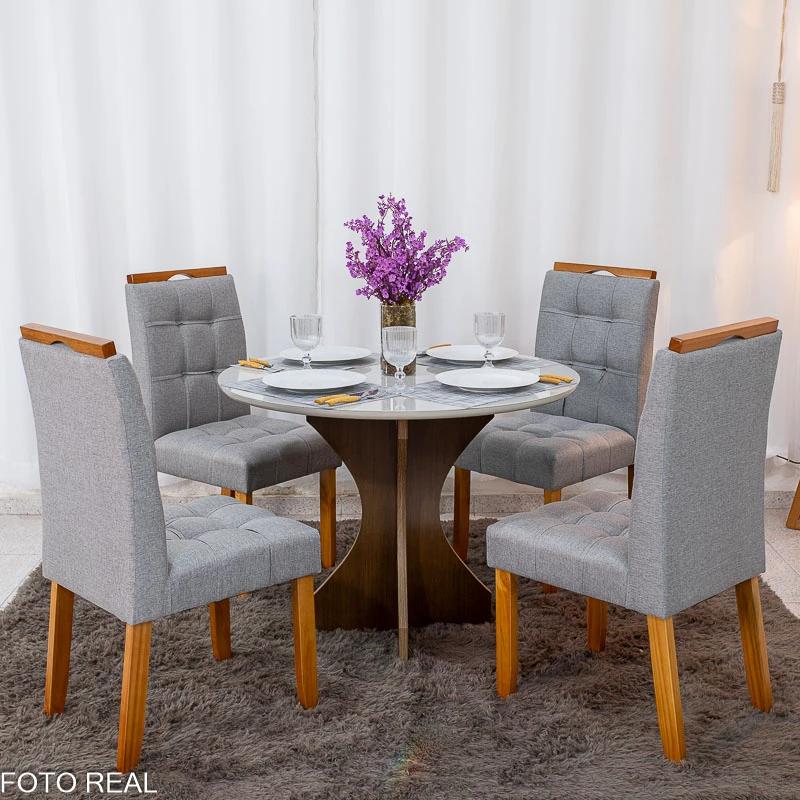 Mesa de Jantar Siena Redonda + 4 Cad Londres - Minasplac - 1.00m - 1.0/RF