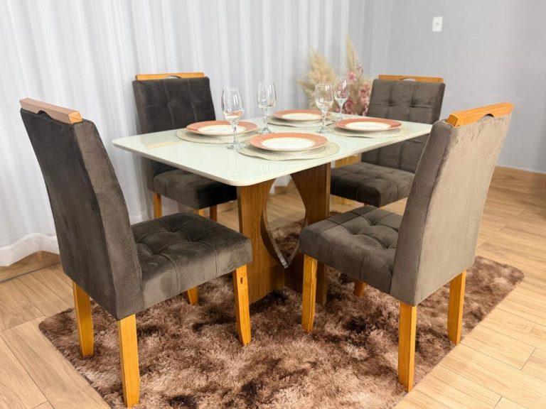 Mesa de Jantar Madri + 4 Cadeiras Londres - Minas Plac - 1.20m - 1.0/LD
