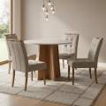 Mesa Redonda Celebrare 100 Amêndoa Clean/Off White com 4 Cadeiras Sophia Veludo - LOPAS + WM DECOR - 1.00m - 1.0/TD 2