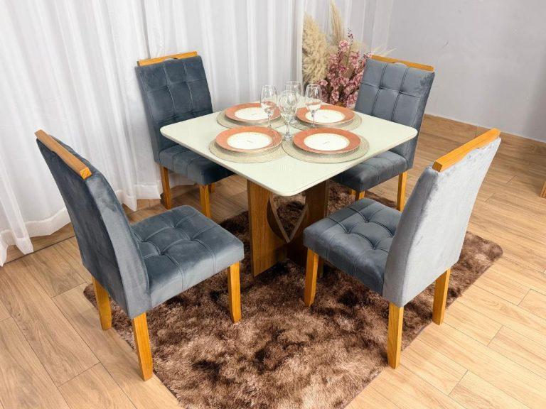 Mesa de Jantar Madri + 4 Cadeiras Londres - Minas Plac - 0.90m - 9.9/LD
