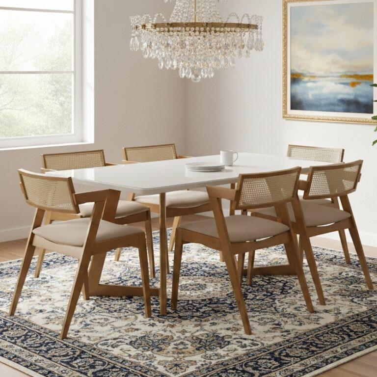 Mesa Miami + 6 Cadeiras Zeus - SALA VIP MOVELARIA - 1.60m - 2.5/TD