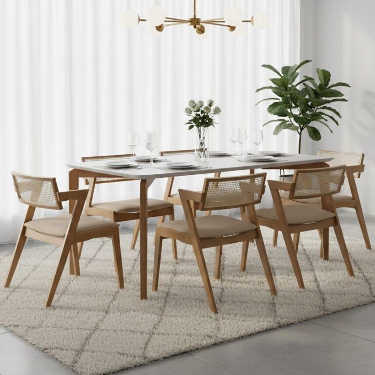 Mesa Roma + 6 Cadeiras Zeus - SALA VIP MOVELARIA - 1.60m - 2.5/TD