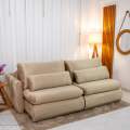 Sofá Retrátil Amaranto Premium 2.30m - Veludo Bege - 2.30m - 1.9/RF 2