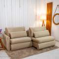 Sofá Retrátil Amaranto Premium 2.30m - Veludo Bege - 2.30m - 1.9/RF 4