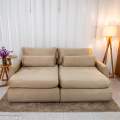 Sofá Retrátil Amaranto Premium 2.30m - Veludo Bege - 2.30m - 1.9/RF 7
