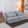 Sofá Retrátil Amaranto Premium 2.30m - Veludo Bege - 2.30m - 1.9/RF 28