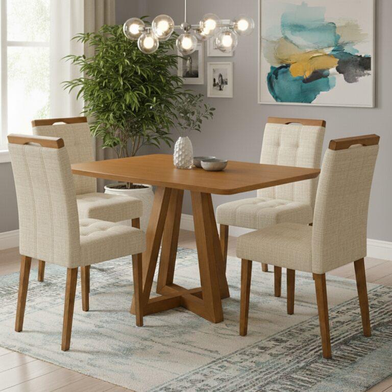 Mesa Alva ME02 120x80 + 4 Cadeiras Sophia - KAPPESBERG + WM DECOR - 7.9/TD
