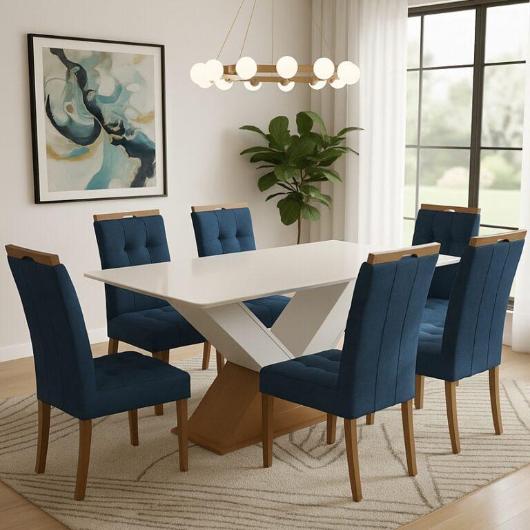Mesa Amora BA35 160x90 + 6 Cadeiras Sophia - KAPPESBERG + WM DECOR - 1.51/TD