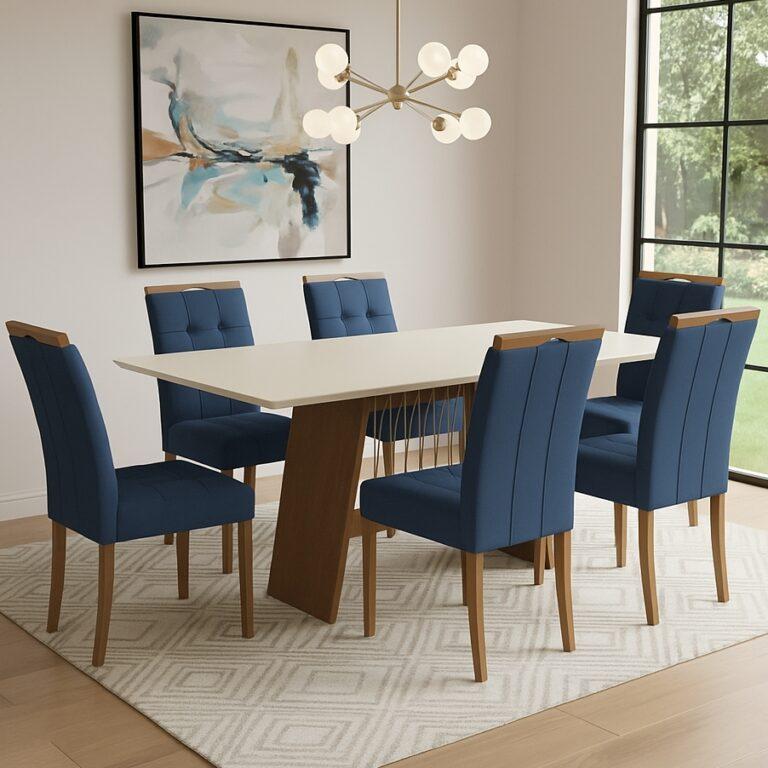 Mesa Damiana BA56 160x90 + 6 Cadeiras Sophia - KAPPESBERG + WM DECOR - 1.46/TD