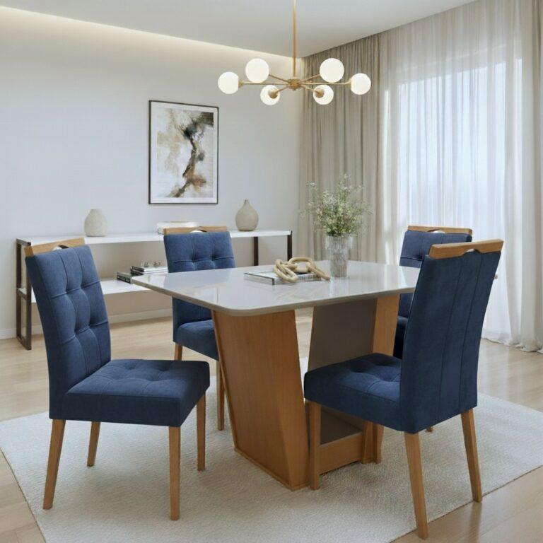 Mesa Apogeu (Tampo Maxi) 120x80 + 4 Cadeiras Sophia - MOVEIS LOPAS + WM DECOR - 1.1/TD