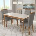 Mesa Alegra 120 Off c/ 4 Cadeiras Sophia Linho Cinza/Grafite 206 – JCM MOVELARIA + WM DECOR - 1.29 - TD 1