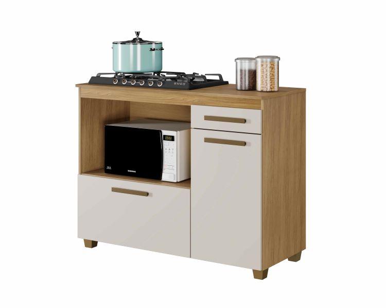 Balcão para Cooktop Cronus 4 bocas - 1,20m com ABERTURA Medindo 53,5cm x 35cm - Arte Móveis 3.7/SR