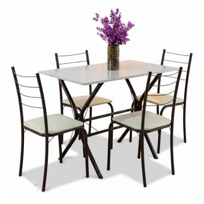 Mesa Rio Base Cabo Frio Marrom Tampo Pedra Off 100x60 4 Cadeiras Assento Creme - Teixeira -4.2/RF -