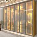 Roupeiro Innova  6P de Vidro Reflecta com LED e Pes Gelius 100%MDF - 2,50m - 3.9/SR - 4.20/RN 1