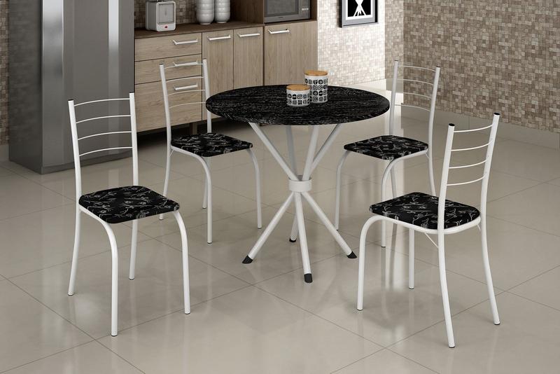 Mesa Rio  Redonda pedra Indiana 70x70 c/ 4 Cadeiras Rio - 4.0/SR