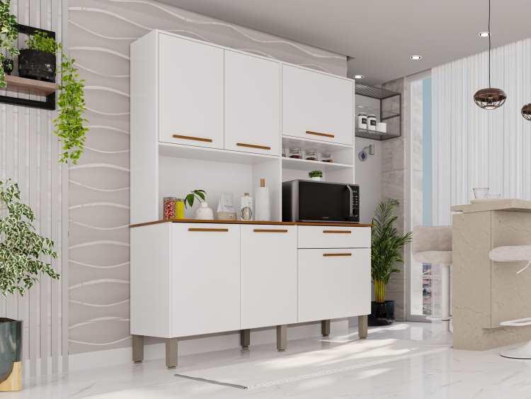 Kit Cozinha New Siena 1,40m  - 6P 1G 2N Sallêto Móveis - 5.7/SR