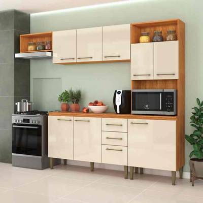 Cozinha Compacta Malu Completa 9P2G c/ Balcao  2,40M - Fellicci -
