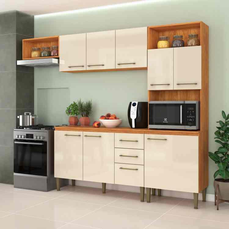Cozinha Compacta Malu Completa 9P2G c/ Balcao  2,40M - Fellicci -