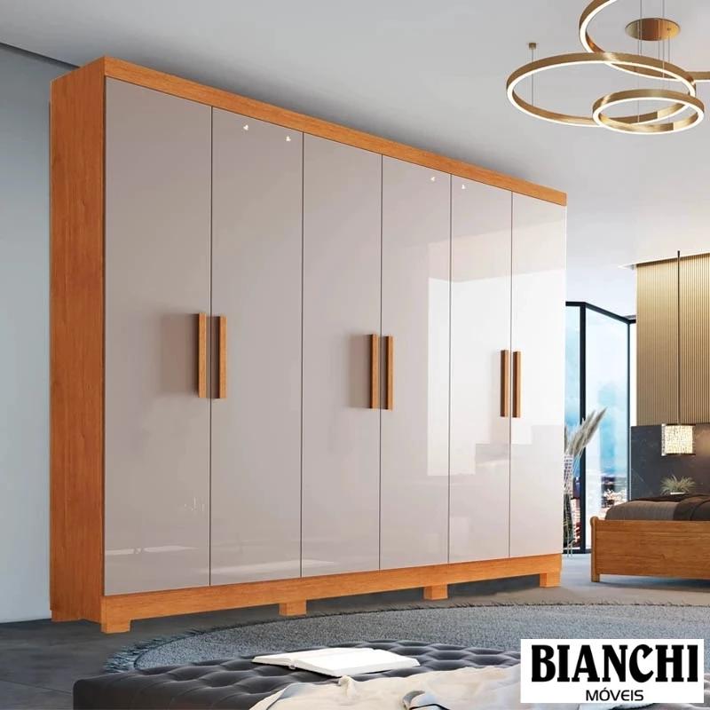 Roupeiro Sergipe 6 P C/Pés Larg. 1.80m -  100%MDF - Bianchi 8.0/RF