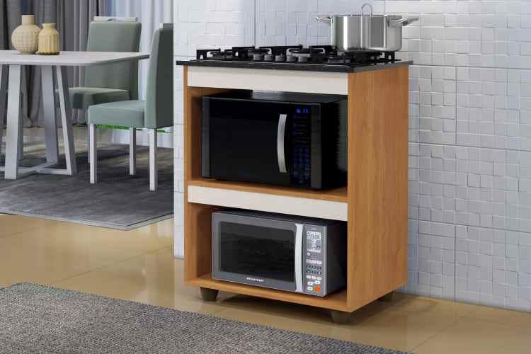 Balcão cooktop  Turim 4 Bocas, 90cm -  Recorte: 0,535m x 0,38m -  Kaiki Móveis -1.0/SR