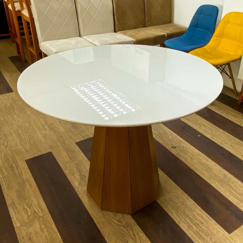 Mesa Isis 117x117 Tampo Redondo com Vidro- New Ceval 6.6/SR