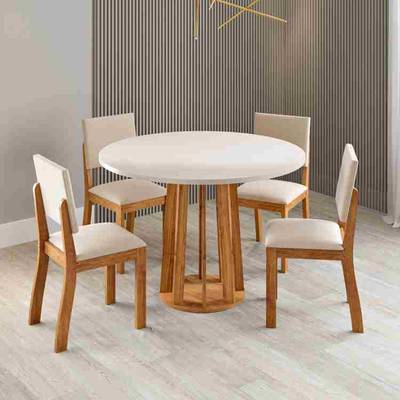Mesa Melody ((sem vidro) com 4 Cadeiras Bela de linho - Viero - 6.4/SR