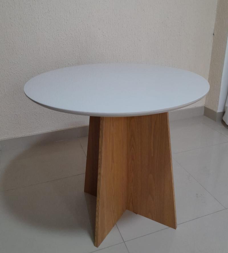 Mesa Nárnia/Maia 90X90 Redonda  c/vidro -Carvalho Decor - 4.4/SR