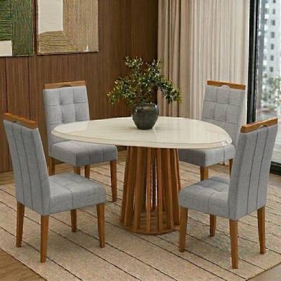 Mesa Lavanda tampo orgânico 1,35m c/4 Cadeiras Sophia – KAPPESBERG + WM DECOR - 1.4/TD
