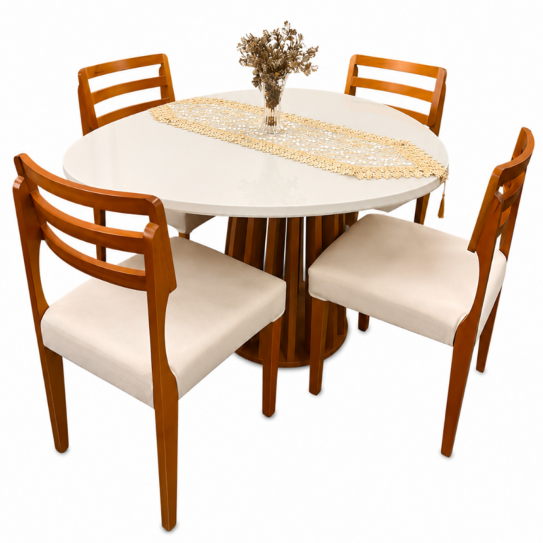 Mesa Lavanda tampo orgânico 1,35m c/ 4 Cadeiras Turquia  Kappesberg/HR  1.9/TD