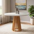 Mesa Berlim redonda 1,00 c/ 4 Pérola Mel Laminado/Linho Areia – CEL MÓVEIS + WJ DECOR - 2.3/TD 3