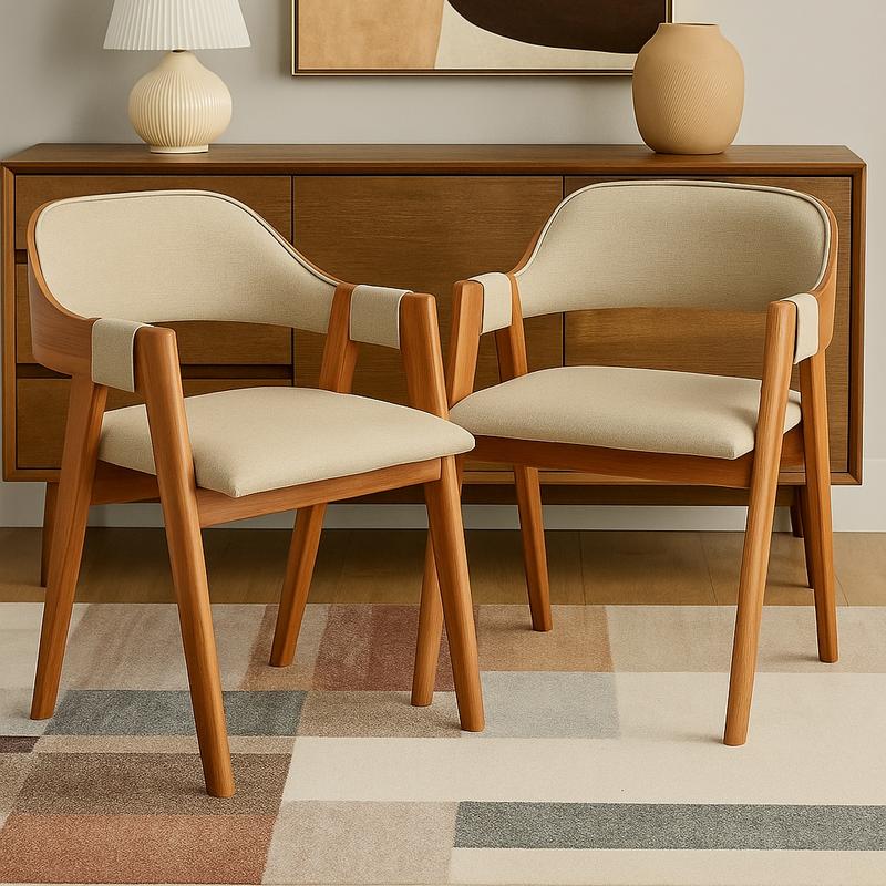 Cadeiras Pérola  KIT C/2 Mel Laminado/Linho Areia – WJ DECOR - 8.7/TD