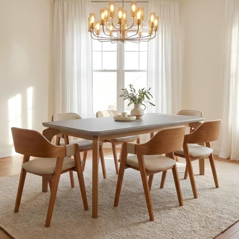 Mesa Londrina 180 c/ 6 Cadeiras Pérola Linho Areia– RUFATO + WJ DECOR 3.1/TD